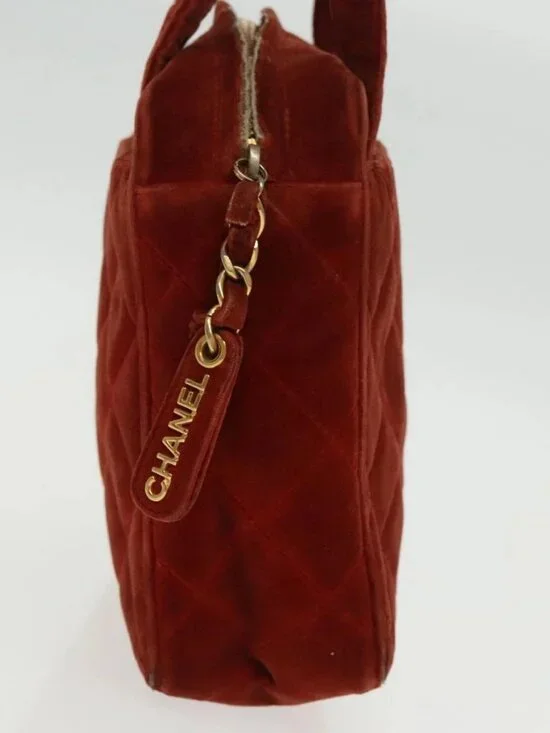 CHANEL Matelasse Hand Bag Velor Orange Gold CC Auth bs19395 - Picture 6 of 16